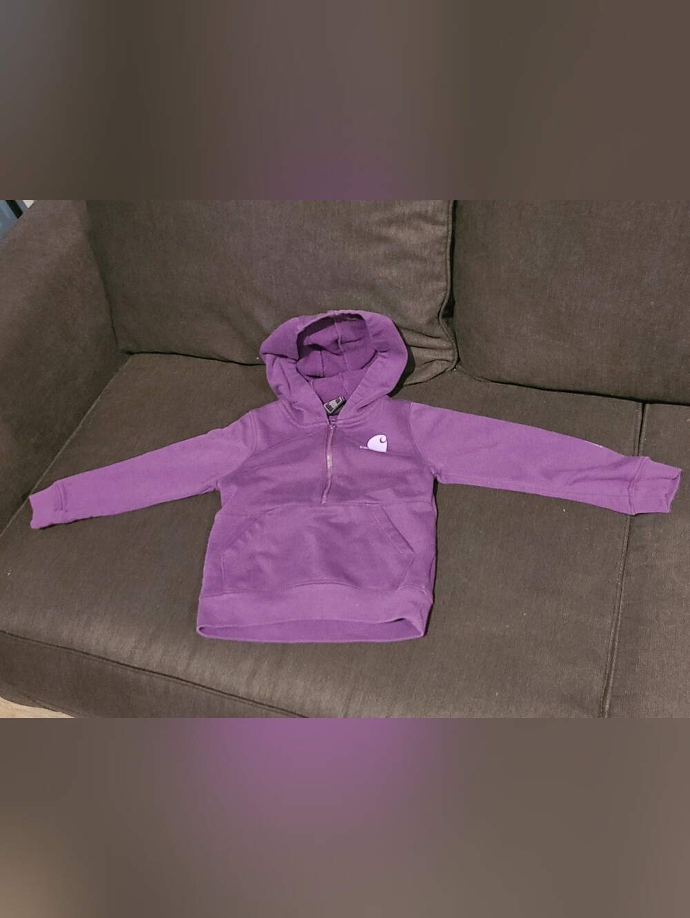 Carhartt Hoodie Girls 3T Purple 1/2 (Half) Zip Fleece Hooded Pullover Sweatshirt